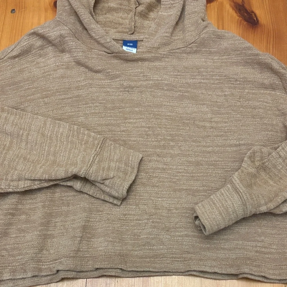 Old Navy Cropped Hoodie Tan Lightweight Size M 8